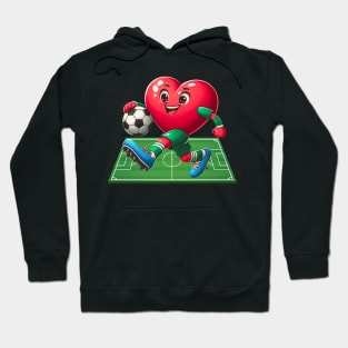 Heart Playing Soccer Cute Valentines Day Sports Lover Hoodie